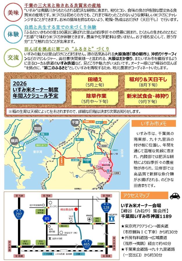 2026いすみ米オーナーチラシ（裏）